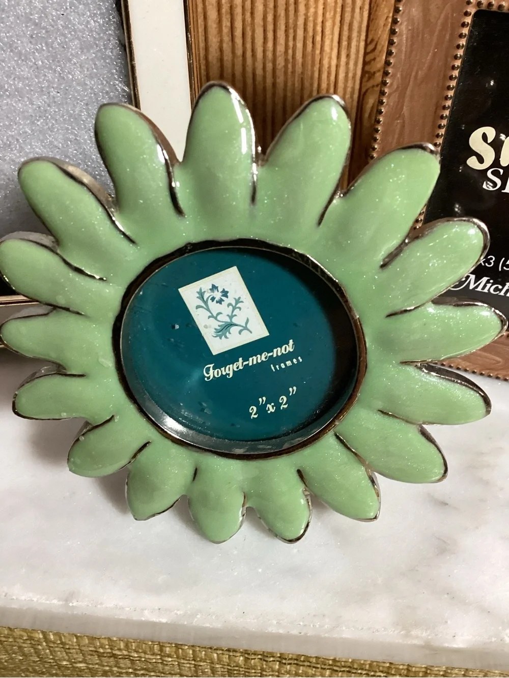 Enamel Frames with Green Daisy Accent Frame